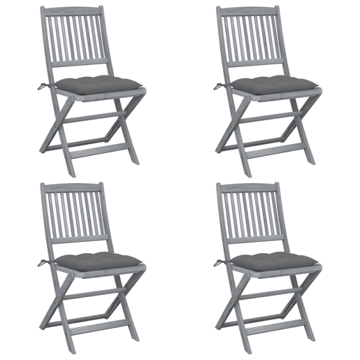 Cadeiras exterior - Cadeiras de jardim dobráveis c almofadões 4 pcs acácia maciça