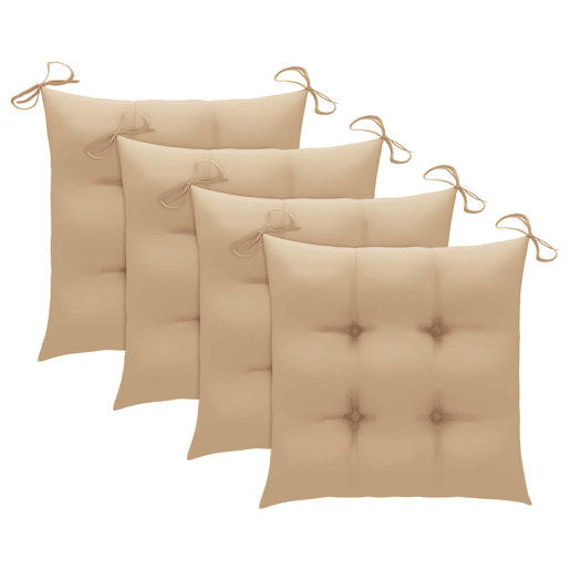 Cadeiras de jardim - Cadeiras de exterior dobráveis c almofadões 4 pcs teca maciça