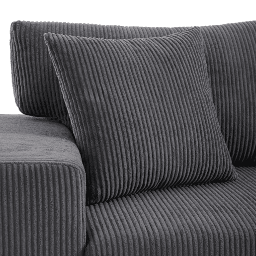 Sofá-cama em L para 3 pessoas - Convertível, com USB, almofadas e arrumação - Cinza