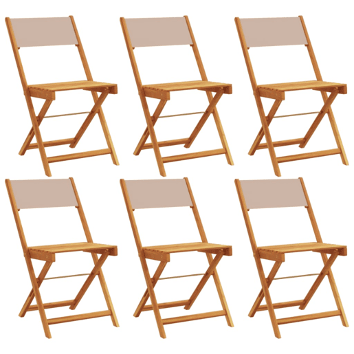 Cadeiras jardim - Cadeiras exterior dobráveis 6pcs tecidomadeira cinza-acastanhado