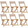 Cadeiras jardim - Cadeiras exterior dobráveis 6pcs tecidomadeira cinza-acastanhado