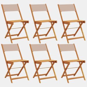 Cadeiras jardim - Cadeiras exterior dobráveis 6pcs tecidomadeira cinza-acastanhado