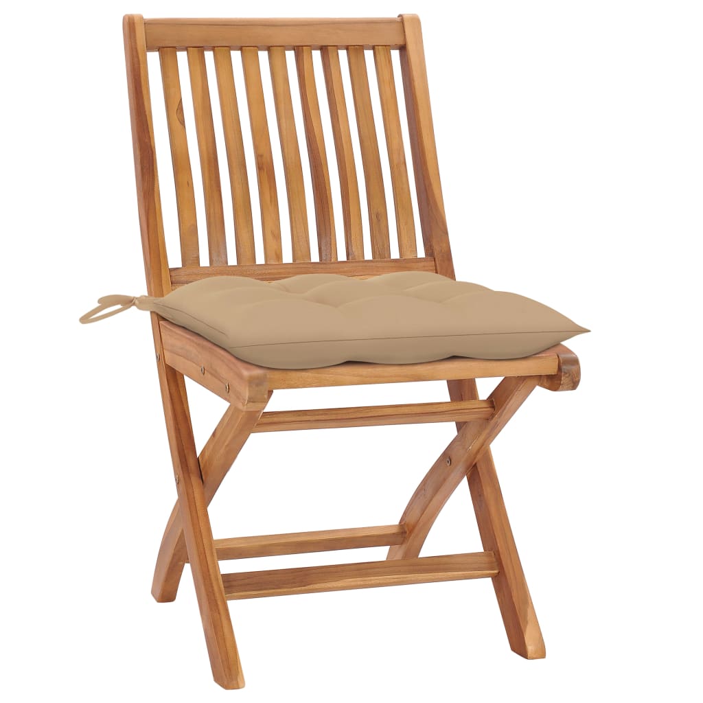 Juego de 4 Sillas de jardín - Silla de exterior Beige