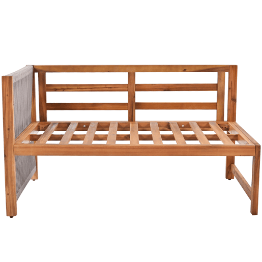 Conjunto de cadeiras de jardim (3 peças) - Estrutura em acácia, braços em corda cinzenta, móveis de jardim em forma de L com pés ajustáveis - Cinza