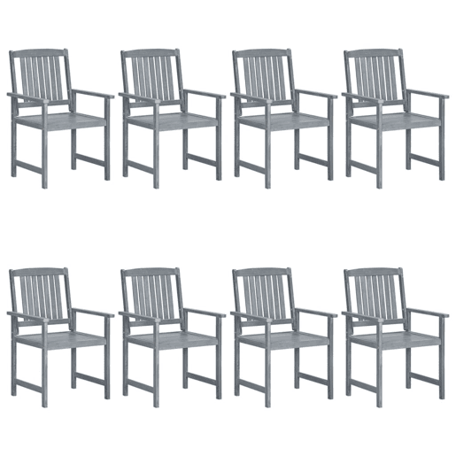 Cadeiras de jardim - Cadeiras de exterior c almofadões 8 pcs acácia maciça cinzento