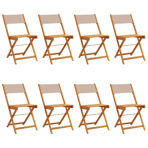 Cadeiras jardim - Cadeiras exterior dobráveis 8pcs tecidomadeira cinza-acastanhado