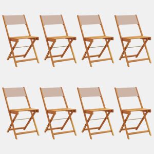 Cadeiras jardim - Cadeiras exterior dobráveis 8pcs tecidomadeira cinza-acastanhado