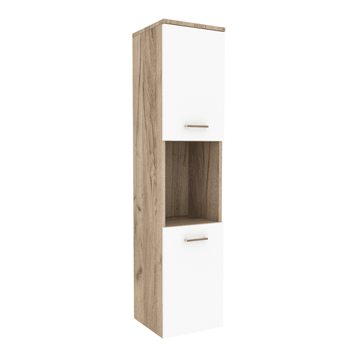 Móvel alto de parede Krildihana com 2 portas 131x30x30cm Branco  Carvalho en.casa