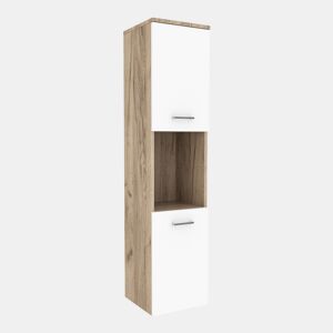 Móvel alto de parede Krildihana com 2 portas 131x30x30cm Branco  Carvalho en.casa