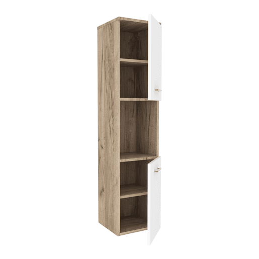 Móvel alto de parede Krildihana com 2 portas 131x30x30cm Branco  Carvalho en.casa