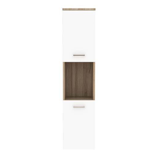 Móvel alto de parede Krildihana com 2 portas 131x30x30cm Branco  Carvalho en.casa