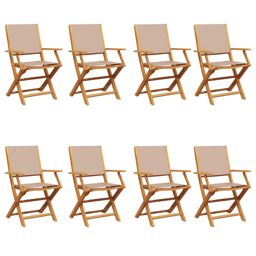 Cadeiras jardim - Cadeiras exterior dobráveis 8pcs tecidomadeira cinza-acastanhado