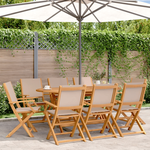 Cadeiras jardim - Cadeiras exterior dobráveis 8pcs tecidomadeira cinza-acastanhado