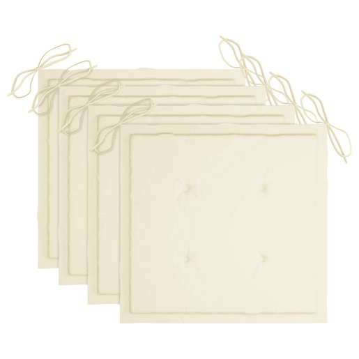 Cadeiras de jardim - Cadeiras de exterior c almofadões creme 4 pcs teca maciça