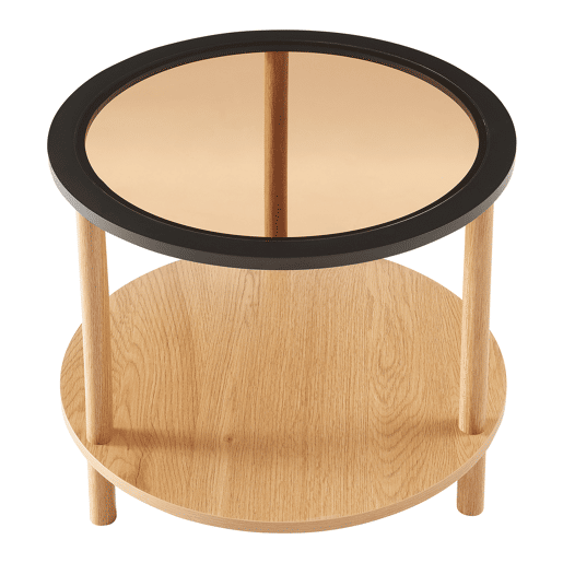 Mesa de apoio Latama redonda com prateleira Ø51x45 cm preto  vidro bronze en.casa