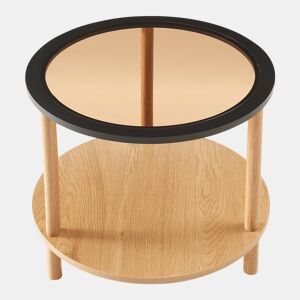 Mesa de apoio Latama redonda com prateleira Ø51x45 cm preto  vidro bronze en.casa