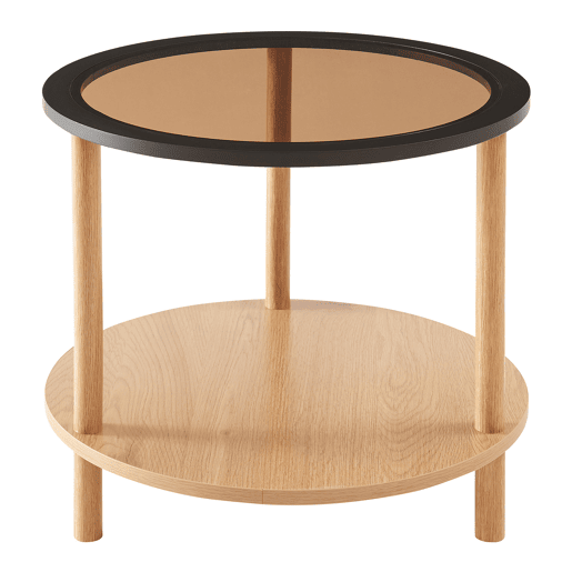 Mesa de apoio Latama redonda com prateleira Ø51x45 cm preto  vidro bronze en.casa
