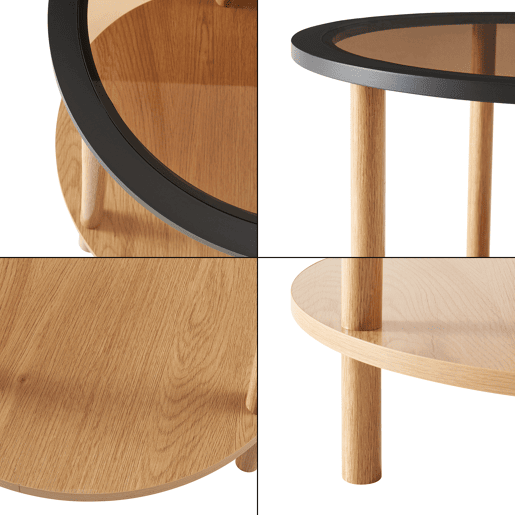 Mesa de apoio Latama redonda com prateleira Ø51x45 cm preto  vidro bronze en.casa