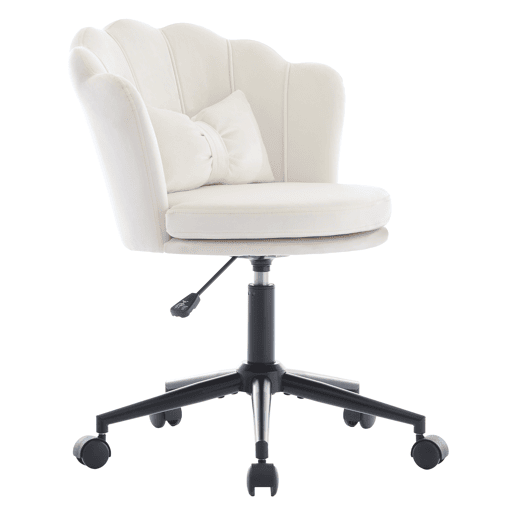 Cadeira para vestir - Design moderno - Encosto em forma de pétalas, almofada lombar em forma de borboleta, altura ajustável, almofada macia - Bege