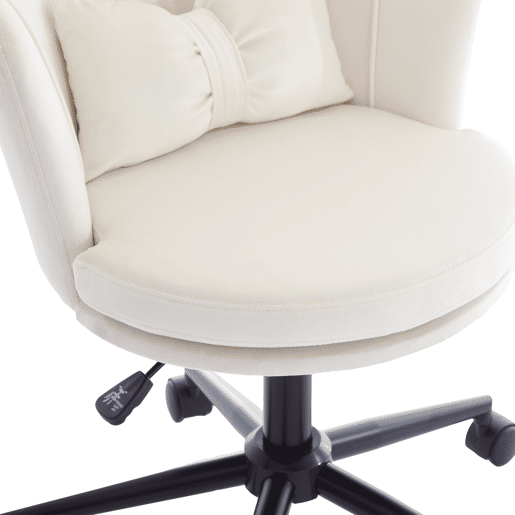 Cadeira para vestir - Design moderno - Encosto em forma de pétalas, almofada lombar em forma de borboleta, altura ajustável, almofada macia - Bege