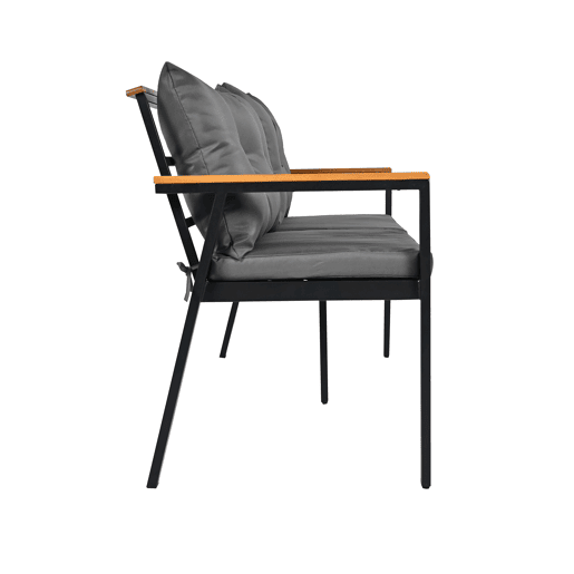 Conjunto de sala de jantar exterior para 6-7 pessoas - Mesa de jardim com cadeiras e carrinho removível, almofada removível e lavável - Preto+Cinza, Natural