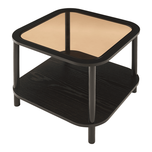 Mesa de apoio Latama quadrada com prateleira 51x51x45 cm preto  vidro bronze en.casa
