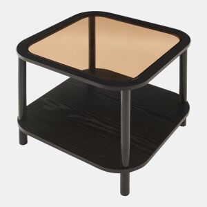 Mesa de apoio Latama quadrada com prateleira 51x51x45 cm preto  vidro bronze en.casa