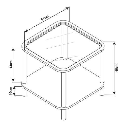 Mesa de apoio Latama quadrada com prateleira 51x51x45 cm preto  vidro bronze en.casa