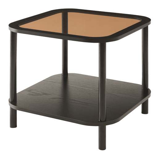 Mesa de apoio Latama quadrada com prateleira 51x51x45 cm preto  vidro bronze en.casa