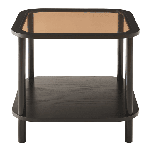 Mesa de apoio Latama quadrada com prateleira 51x51x45 cm preto  vidro bronze en.casa