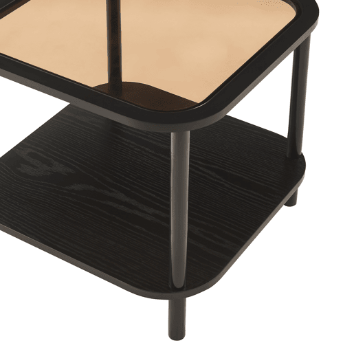 Mesa de apoio Latama quadrada com prateleira 51x51x45 cm preto  vidro bronze en.casa