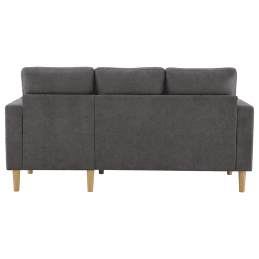 Sofá moderno em L de 3 lugares com chaise longue - arrumação, porta-copos, 2 almofadas - cinzento