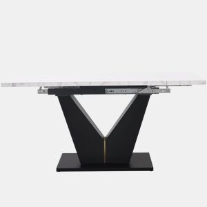 Mesa extensível telescópica 99-159×75 cm - Mesa de cozinha economizadora de espaço - Branco+Preto