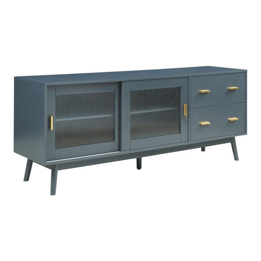 Armário de TV Susa 2 portas de correr de vidro 160x40x65 cm Cinzento en.casa