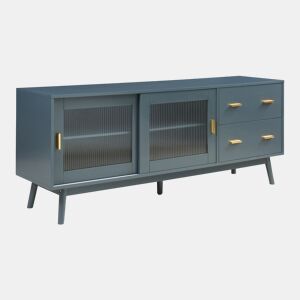 Armário de TV Susa 2 portas de correr de vidro 160x40x65 cm Cinzento en.casa