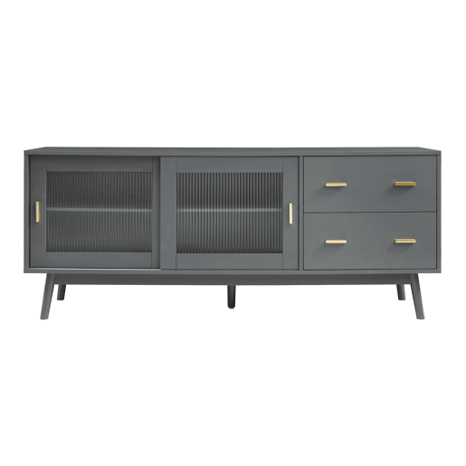Armário de TV Susa 2 portas de correr de vidro 160x40x65 cm Cinzento en.casa