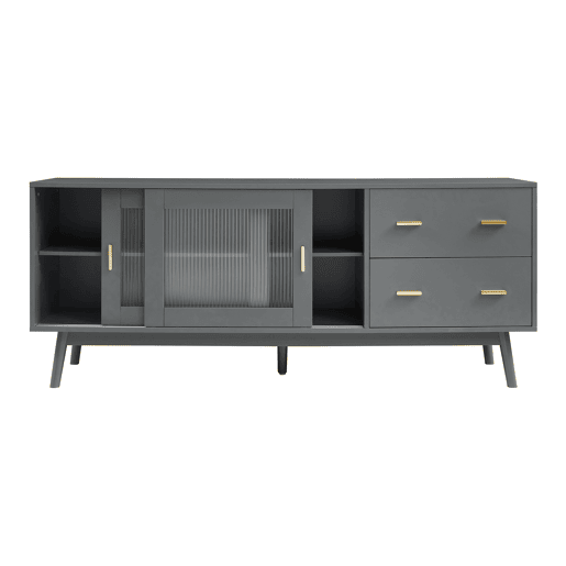 Armário de TV Susa 2 portas de correr de vidro 160x40x65 cm Cinzento en.casa
