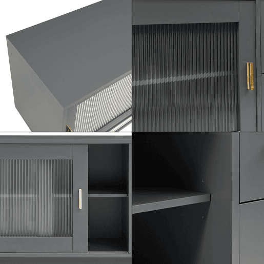 Armário de TV Susa 2 portas de correr de vidro 160x40x65 cm Cinzento en.casa