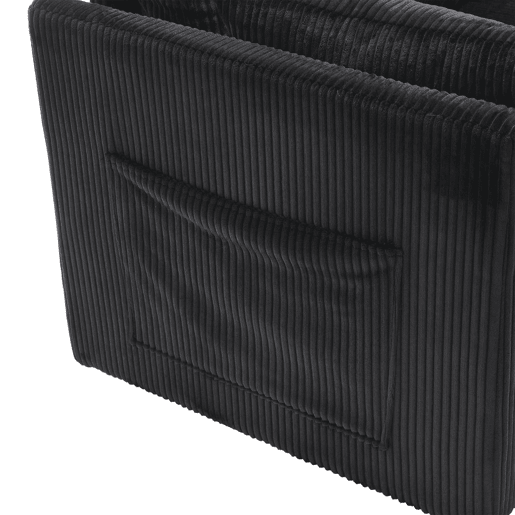 Sofá-cama multifuncional de 3 lugares - com arrumação, chaise longue intercambiável, preto