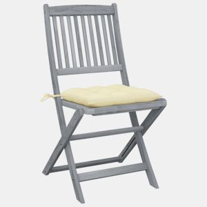 Cadeiras exterior - Cadeiras de jardim dobráveis c almofadões 4 pcs acácia maciça