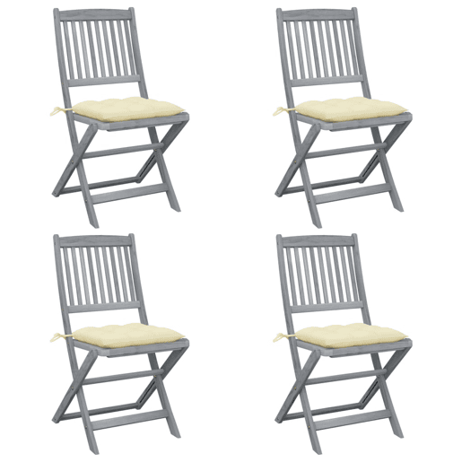 Cadeiras exterior - Cadeiras de jardim dobráveis c almofadões 4 pcs acácia maciça