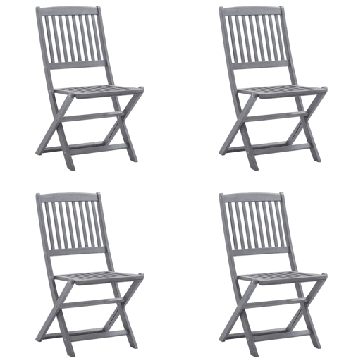 Cadeiras exterior - Cadeiras de jardim dobráveis c almofadões 4 pcs acácia maciça
