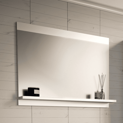 Espelho de casa de banho Krildihana prateleira 60x50x12cm Branco en.casa Espelho de casa de banho Krildihana prateleira 60x50x12cm Branco en.casa