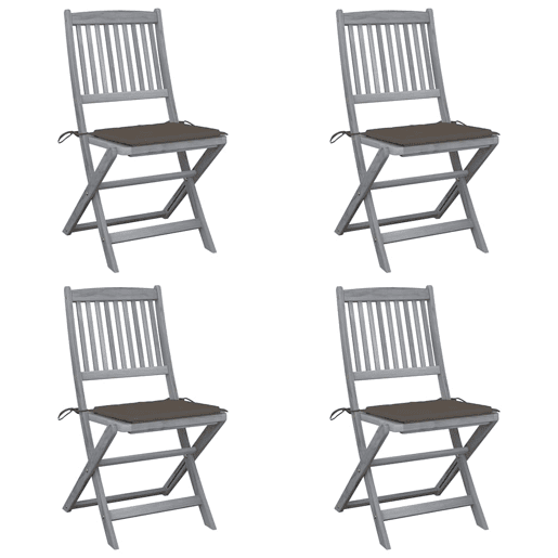 Cadeiras exterior - Cadeiras de jardim dobráveis c almofadões 4 pcs acácia maciça