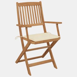 Cadeiras de jardim - Cadeiras de exterior dobráveis c almofadões 4 pcs acácia maciça