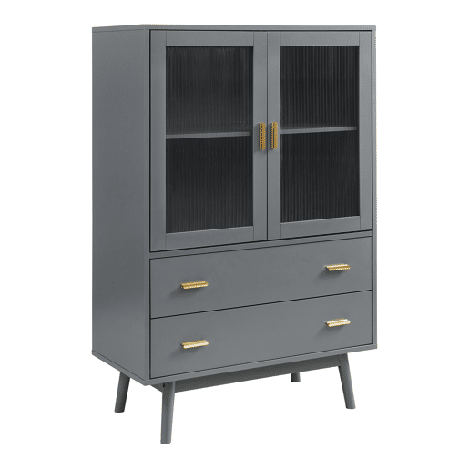 Vitrina Susa 2 portas e 2 gavetas 120x80x40 cm Cinzento en.casa