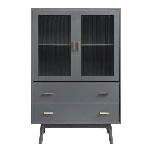 Vitrina Susa 2 portas e 2 gavetas 120x80x40 cm Cinzento en.casa