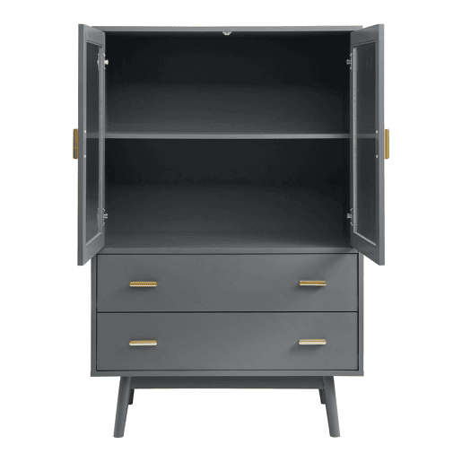 Vitrina Susa 2 portas e 2 gavetas 120x80x40 cm Cinzento en.casa