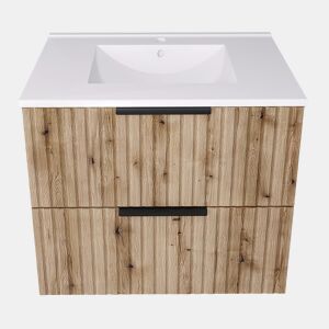 Móvel de casa de banho com lavatório Veppenssan com 2 gavetas 61x47x52 cm Carvalho en.casa