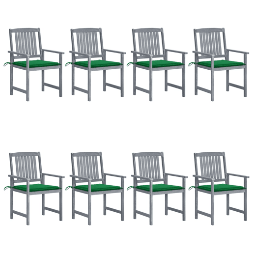 Cadeiras de jardim - Cadeiras de exterior c almofadões 8 pcs acácia maciça cinzento Cadeiras de jardim - Cadeiras de exterior c almofadões 8 pcs acácia maciça cinzento